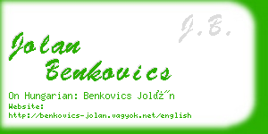jolan benkovics business card